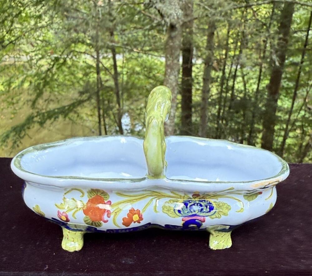 Vintage Giuseppe Chiurato Roma Italy Faenza Garofano Pattern Divided Server